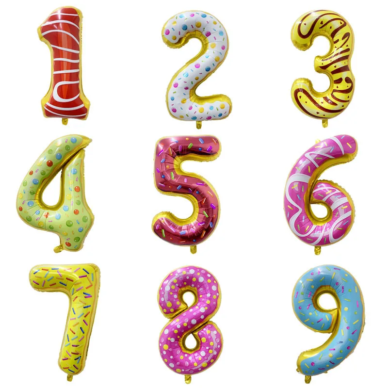 

1pcs 32inch Cartoon Donut Ice Cream Digital Modeling Happy Birthday Decoration Birthday Balloons Baby Shower Party Supplies