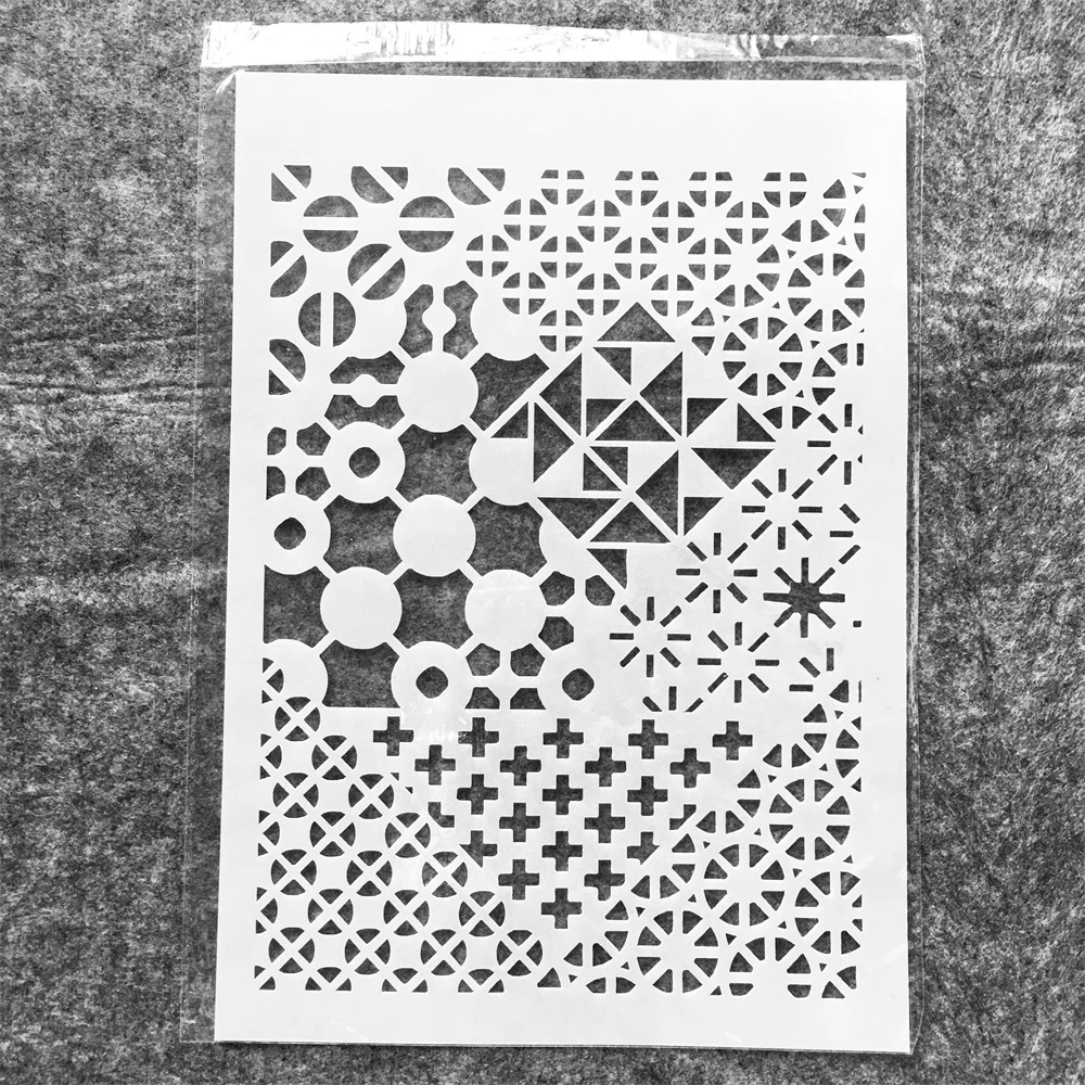 

A4 29cm Geometry Symbol Texture DIY Layering Stencils Wall Painting Scrapbook Coloring Embossing Album Decorative Template