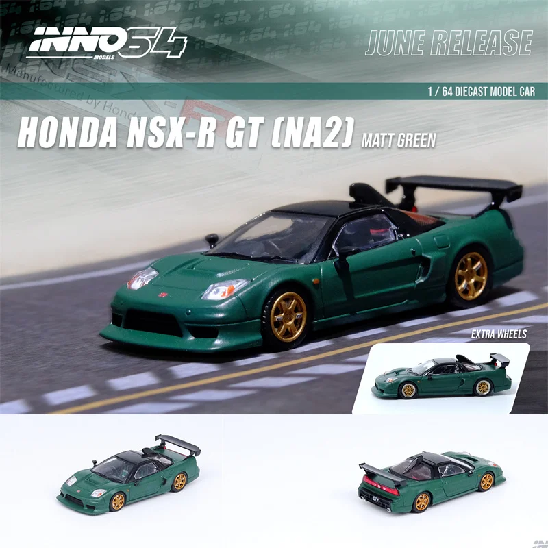 

INNO 1:64 NSX R GT NA2 Matt Green Complimentary Modified Wheel Hub Alloy Diorama Car Model Collection Miniature Carros Toys