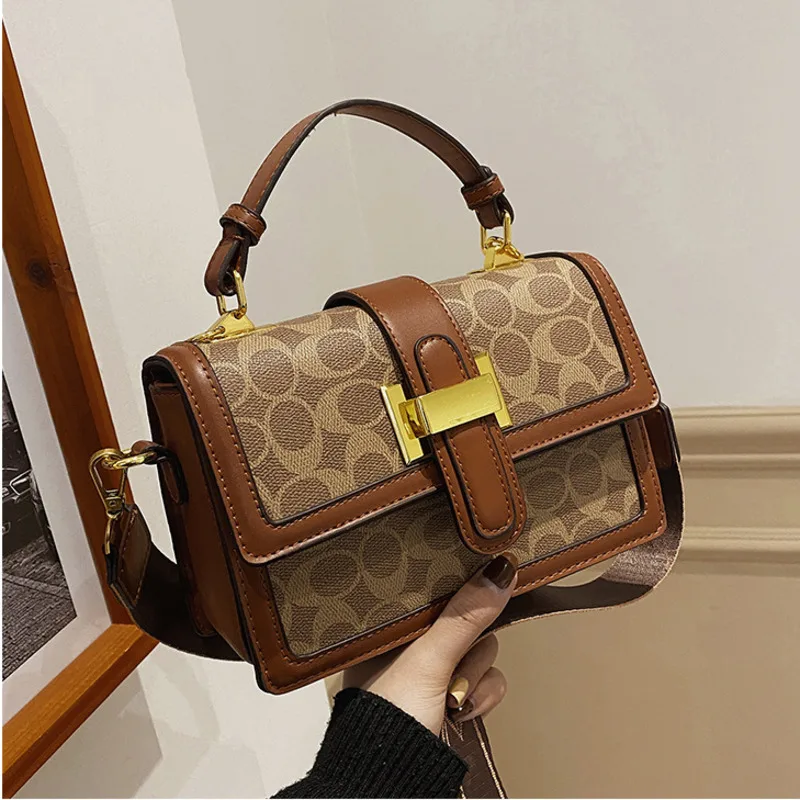 

Versatile Small Square Bag Women's New Handheld Contrast Color Shoulder Fashion Crossbody Casual Tote