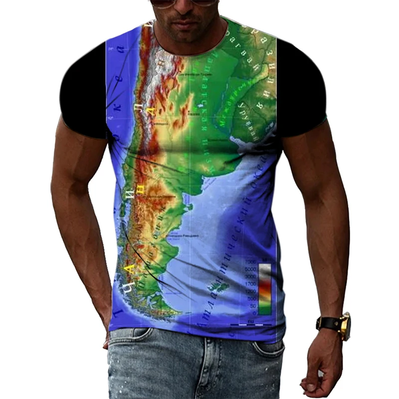

Beautiful Country Chile Men's Plus Size T Shirt Summer Fashion Casual 3D Printed Short Sleeve Comfortable Handsome Crewneck Top