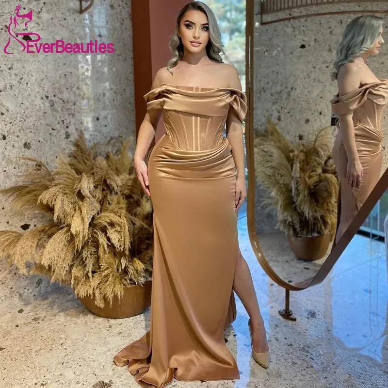 

Formal Mermaid Prom Evening Dresses Off The Shoulder Floor Length Party Dress Side Slit Night Cocktail Gowns Plus Size