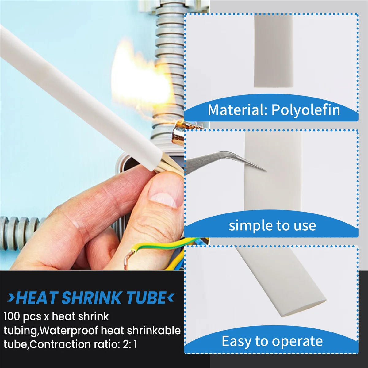 100 шт. корпус термоусадочной трубки Цвет трубки: белый