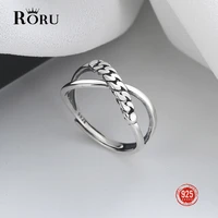 roru 100 s925 sterling silver geometric simple twist cross finger ring for couple party wedding memorial day gifts 2022
