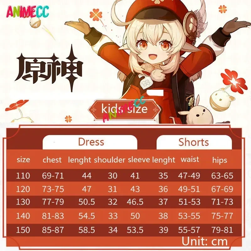 Костюм для косплея ANIMECC Klee Genshin ударопрочный костюм парик платье рюкзак аниме