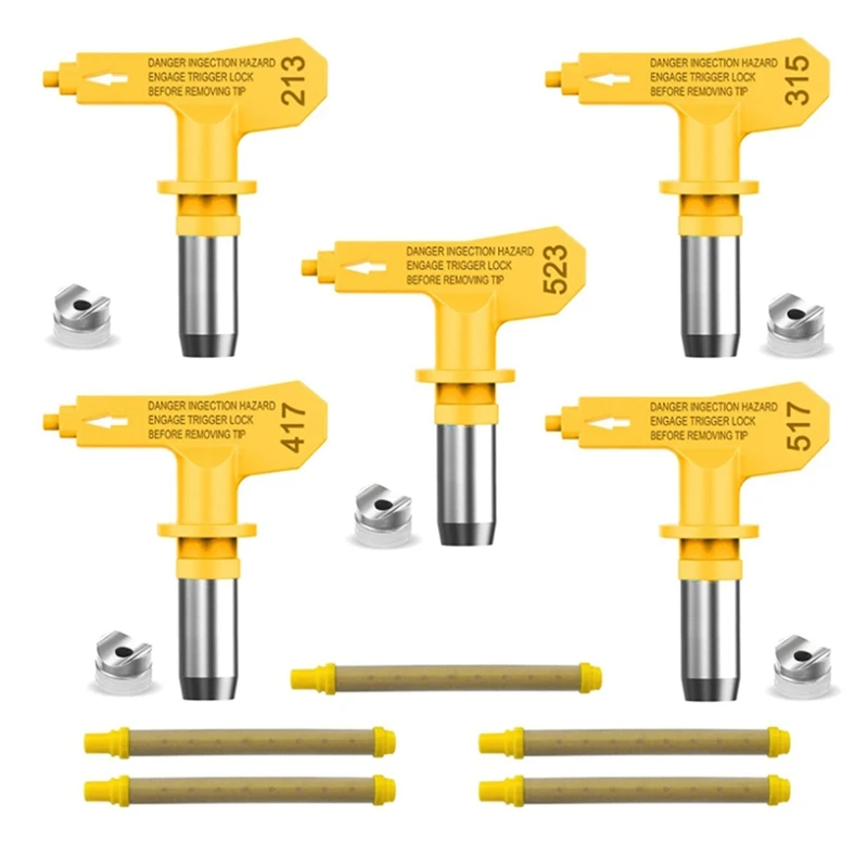 

5 Pieces Reversible Airless Paint Sprayer Nozzle Tips And 5 Pieces Airless Spray Filter Replace (213,315,417,517,523)