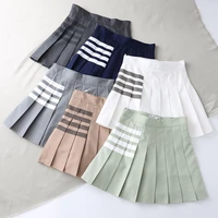 four bar version pleated skirt womens anti light short skirt suit fabric tb college style skirt high waist a line skirt
