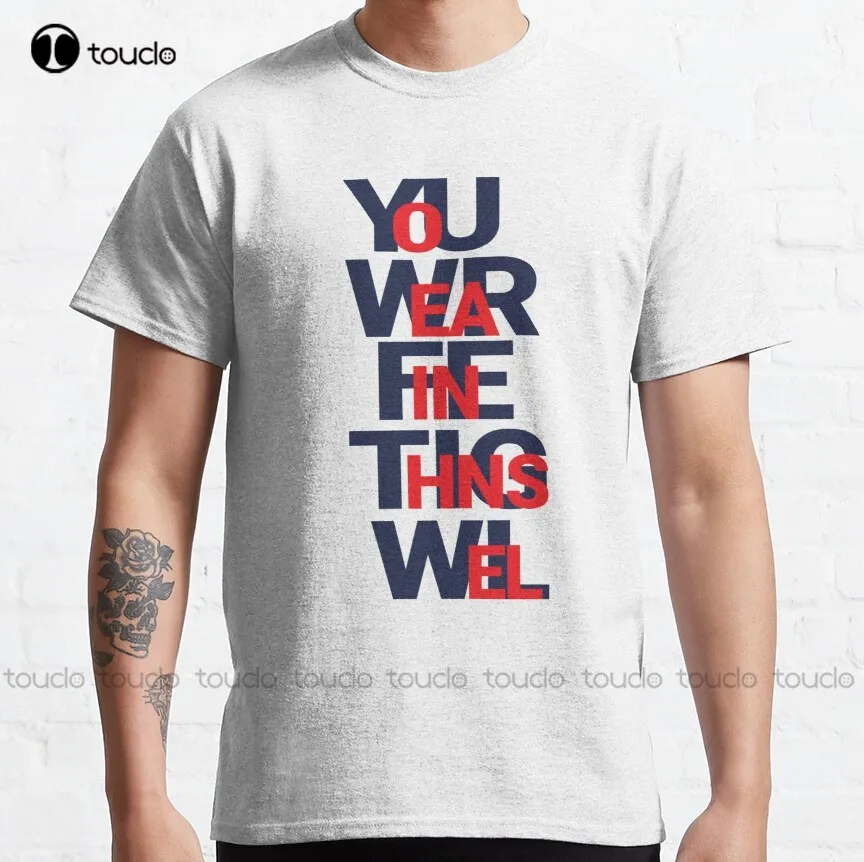 

Классическая футболка с надписью «You Wear Fine Things Well», тяжелые футболки для мужчин, хлопковая уличная простая винтажная Повседневная футболка, ...