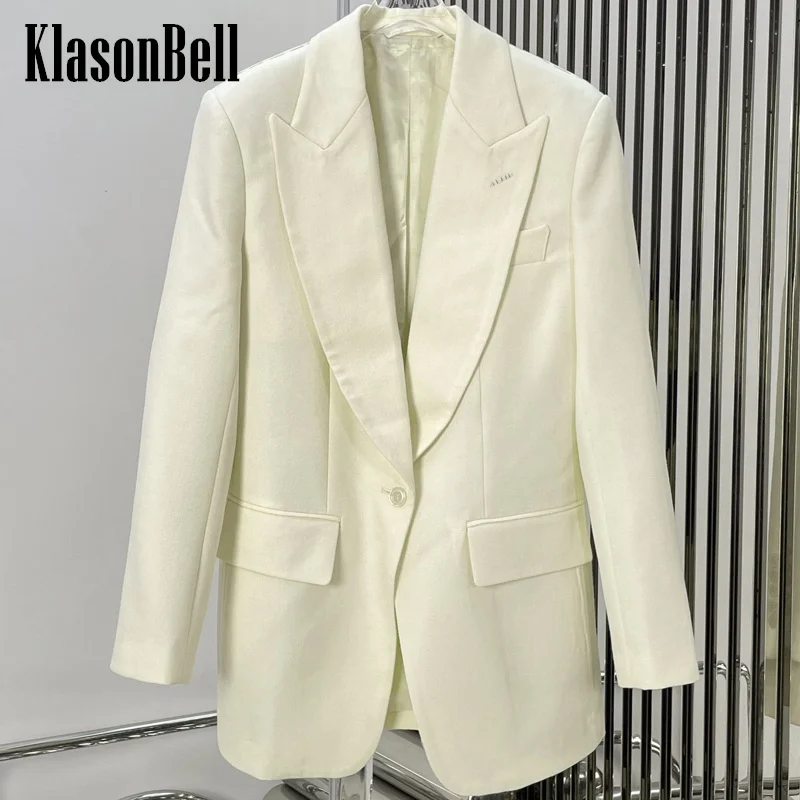 11.23 KlasonBell Модный шерстяной костюм на одной пуговице блейзер средней длины или