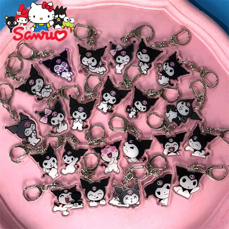 

Sanrio Kuromi Acrylic Keychain Standing Plaque Transparent Double-layer Double-sided Kulomi Anime Cartoon Diy Ornaments 4cm