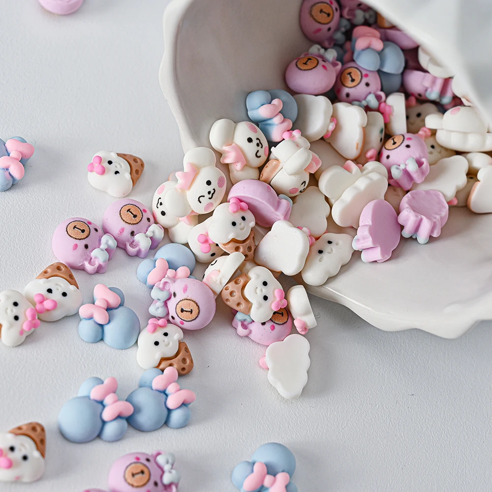 

20pcs Cute Jelly Color Flatback Resin Bear Flat Back 10.5x11MM Nail Art Rhinestone Stone For Cartoon Animal Design Accessories #