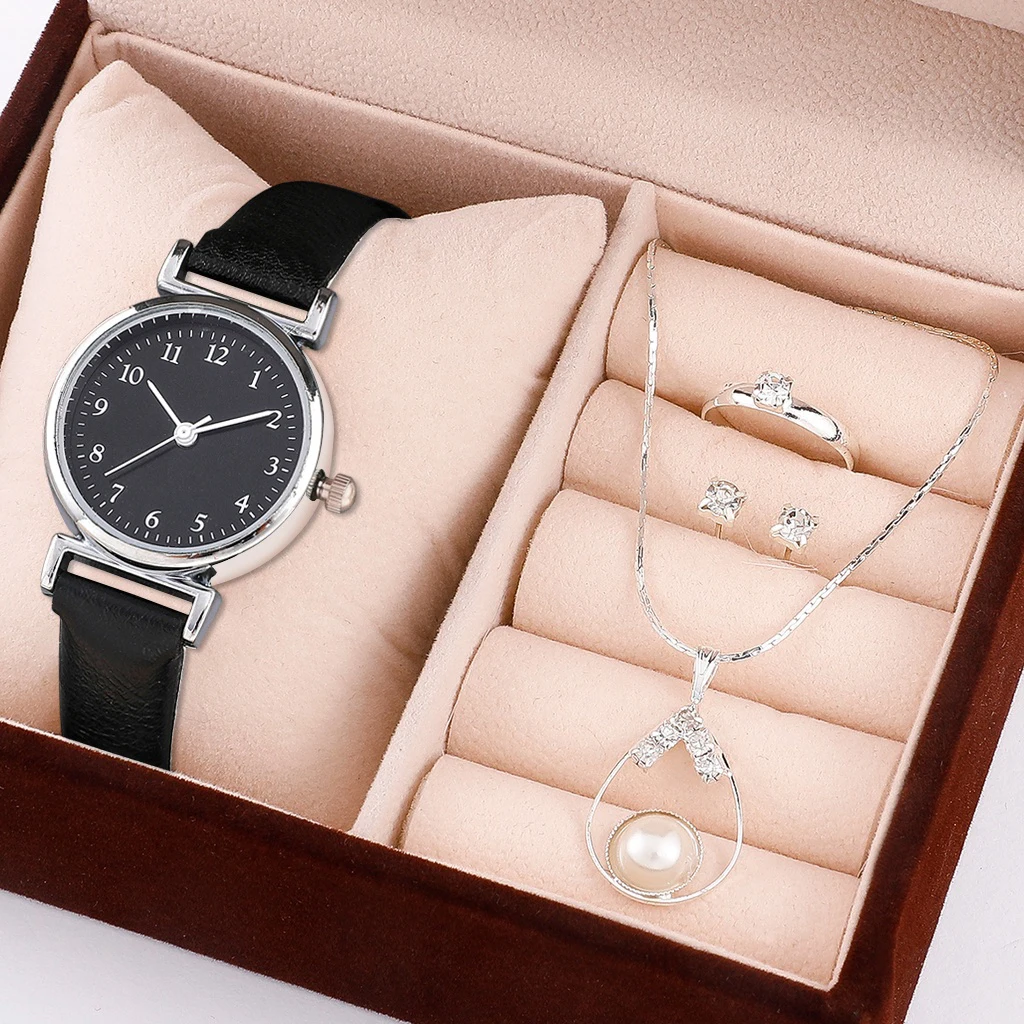 4 шт./комплект женские кварцевые часы с круглым циферблатом |