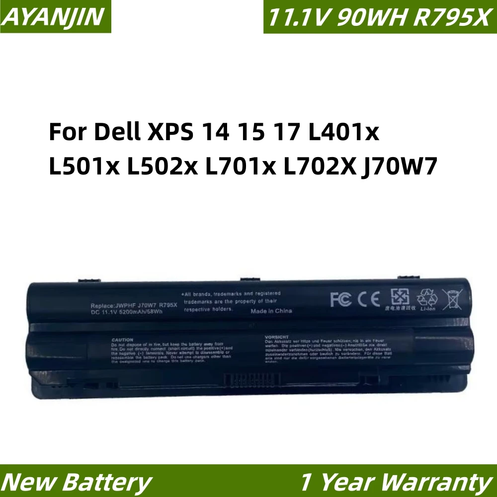 R795X 11 1 В 90 Втч аккумулятор для ноутбука Dell XPS 14 15 17 L401x L501x L502x L701x L702X J70W7