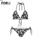 FORUDESIGNS 2021 брендовый черный готический череп Женский сексуальный комплект бикини купальник с низкой талией пуш-ап бразильский купальник новые Купальники
