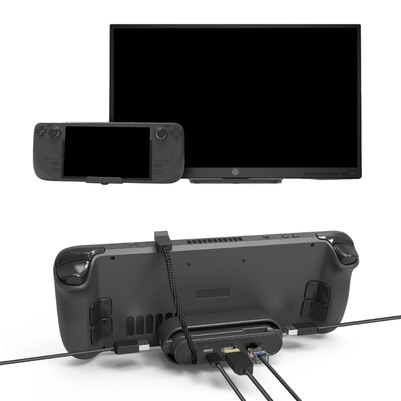 

Dock Station TV Base Stand Hub Holder Dual USB3.0 Type-C RJ45 Ethernet 4K 60HZ for Steam-Deck Console