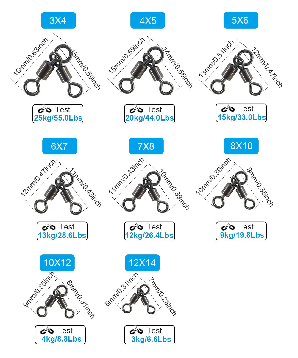100/200/500 шт. 3-сторонние вертлюги для рыбалки перекрестные морской на окуня ствола