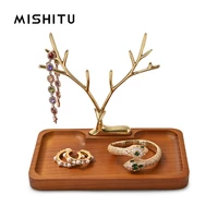 mishitu new wooden deer earring necklace pendant bracelet metal walnut jewelry cases display stand tray tree storage