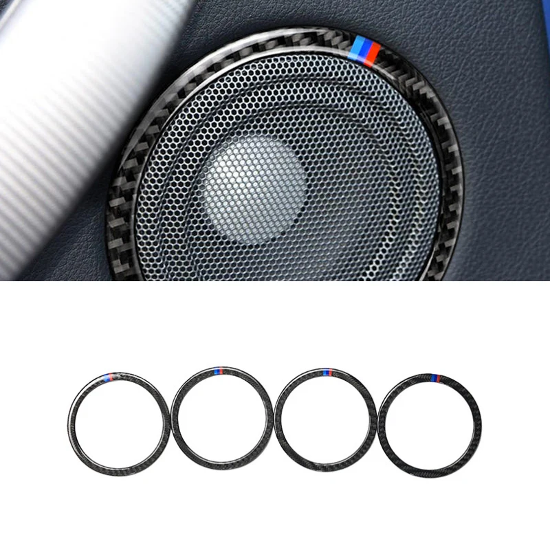

4x Real Carbon Fiber Door Audio Speaker Ring Sticker Loudspeaker Trim For BMW 3 series F30 3GT F34 2013 2014 2015 2016 2017 2018