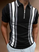 2022 new mens polo shirt summer high quality fashion casual short sleeve striped polo shirt mens lapel zipper t shirt