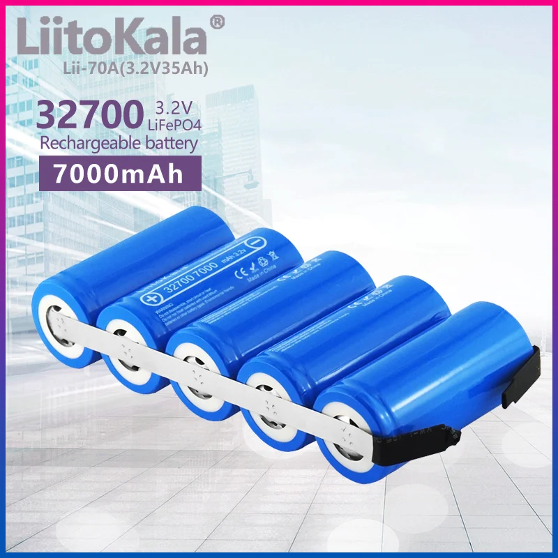 

LiitoKala Lii-70A 3.2v 35ah 32700 7000mAh 5P Rechargeable Lifepo4 High Drain 70A for Battery Pack Diy Vehicle Electric Bicycles