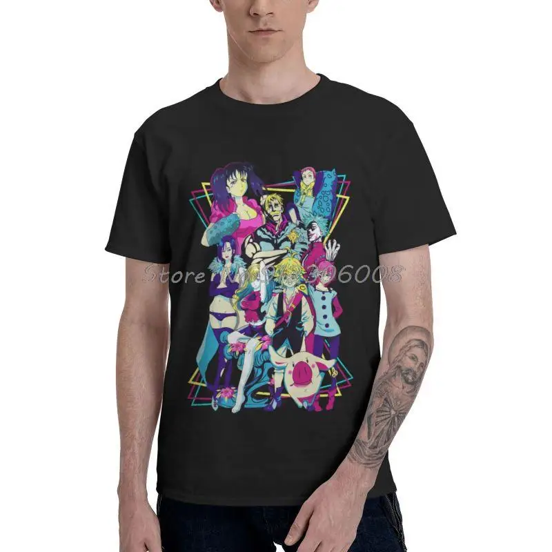 

The Seven Deadly Sins Anime Character T Shirt Men Cotton T-shirts Streetwear Tshirt Short Sleeve Ban Nanatsu No Taizai Tee