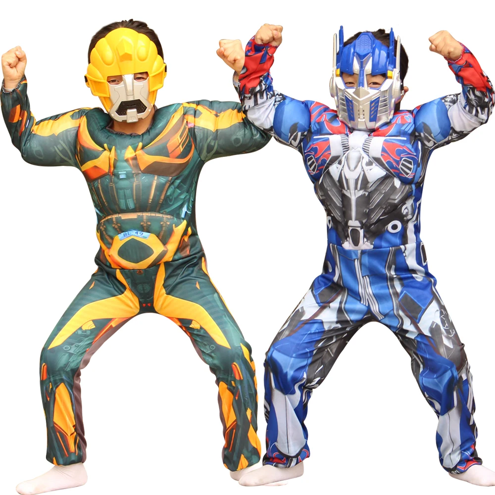 

Muscle Optimus Costume Prime Boy Girls Anime Cosplay Superhero With Glowing Mask Children Hornet Kids 4-12Years