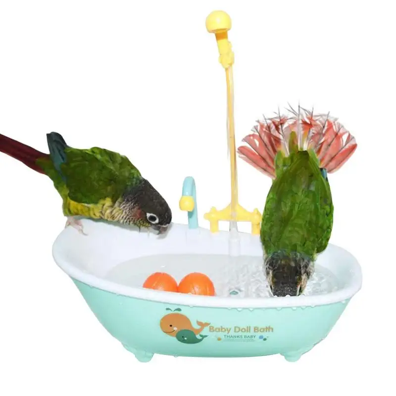 

Bird Bath For Cage Parrot Automatic Bathtub With Faucet Bird Shower Bathing Tub Bird Feeder Bowl Birdbath Bowl With Fountain