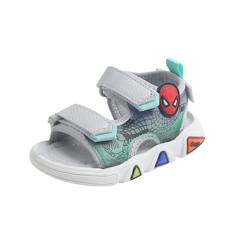 

New Disney cute boys spiderman sandals with light princess kids soft shoes Europe size 21-30