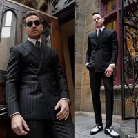 mens suits blazers black striped mens pants double breasted groom man jacket business party prom wedding blazer tuxedos custo