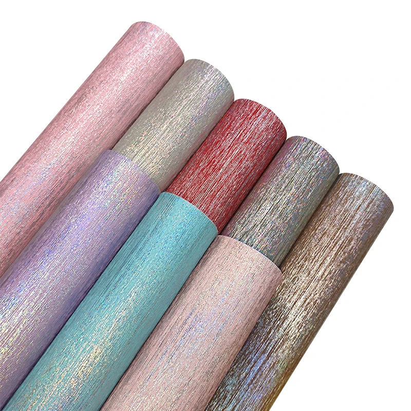 

Holographic Iridescent Faux Synthetic Leather Fabric Roll Glossy Faux Leather For Sewing Bows/Bags DIY Crafts Material 30x137cm