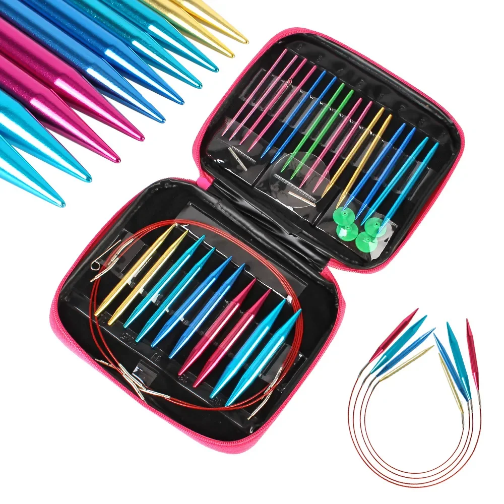 

26Pcs Interchangeable Circular Knitting Needles Set Crochet Yarn Needles Sweater Accessories Kit for Scarf Hat Socks Home DIY Kn