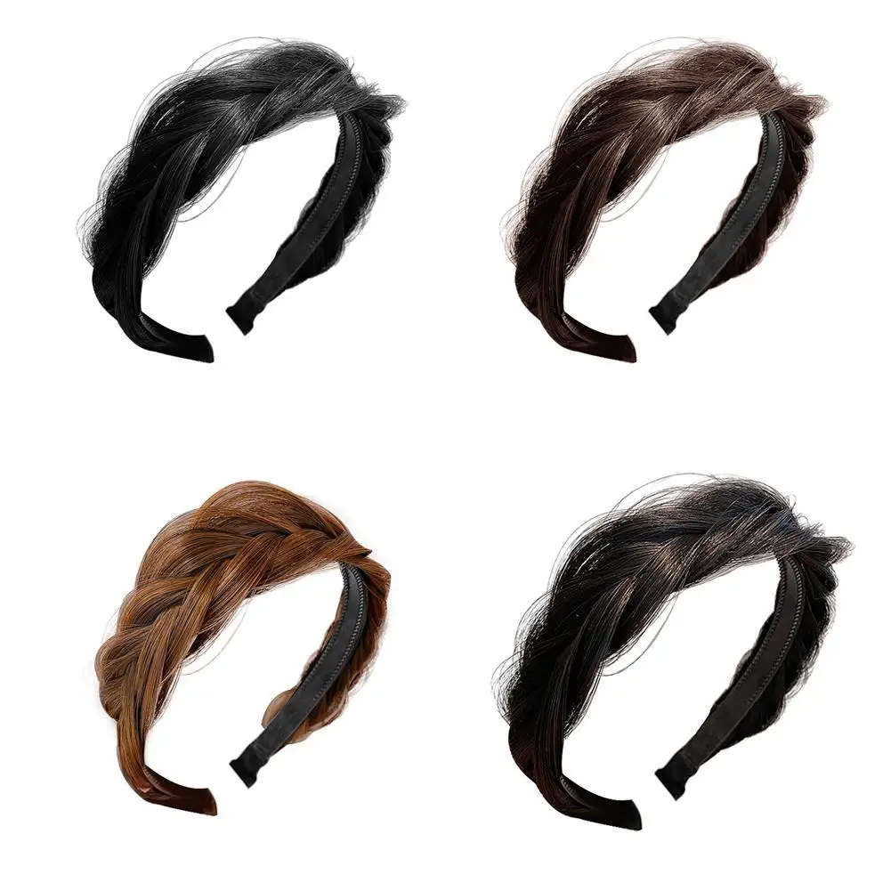 Искусственная повязка на голову нескользящая в виде рыбьей косы ободок для волос