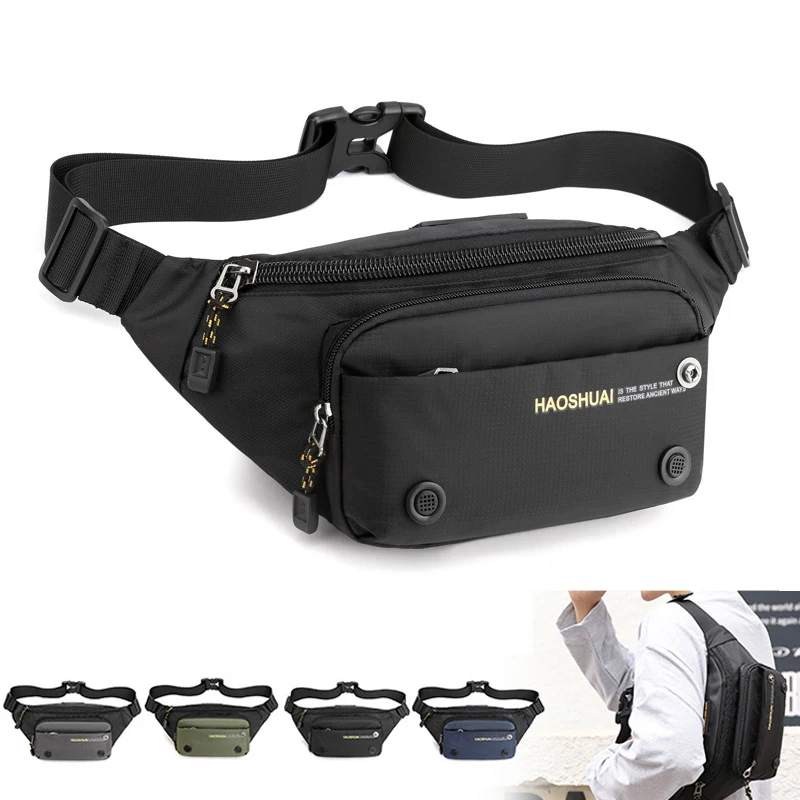 

Men Nylon Fanny Waist Pack Hip Messenger Chest Bag Waterproof Multi-purpose Travel Male Sling Chest Pack Bum Belt Bags