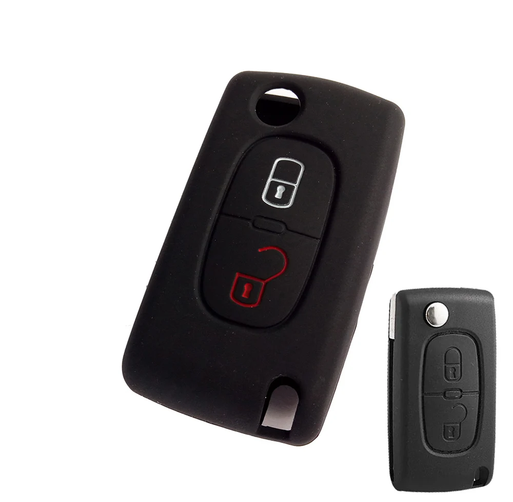 

2/3 кнопки для Citroen Xsara Picasso C2 C3 C4 C5 C6 C8 для Peugeot 107 206 207 307 308 406 силиконовый чехол для ключей, держатель для брелока