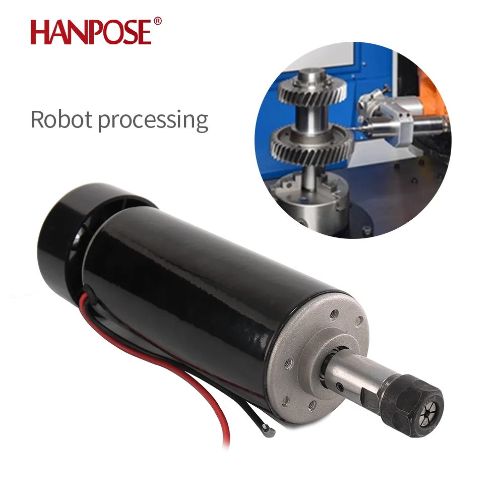 HANPOSE 0,5 кВт MAX12000REV шпиндель воздушного охлаждения двигатель постоянного тока + мощность + цанга с ЧПУ 500 Вт для оборудования для мониторов 3D-принтеров (art.: 3920cd5122308) - 3920cd5122308