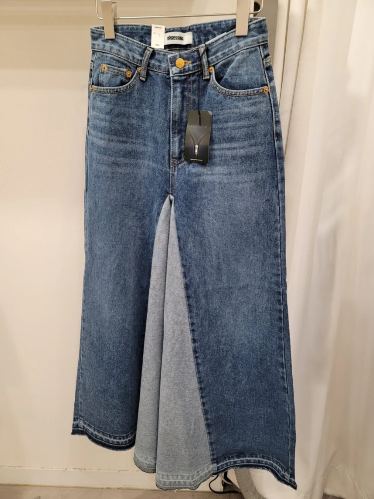 Корейские модные джинсы в стиле пэчворк с высокой талией весна-осень винтажные