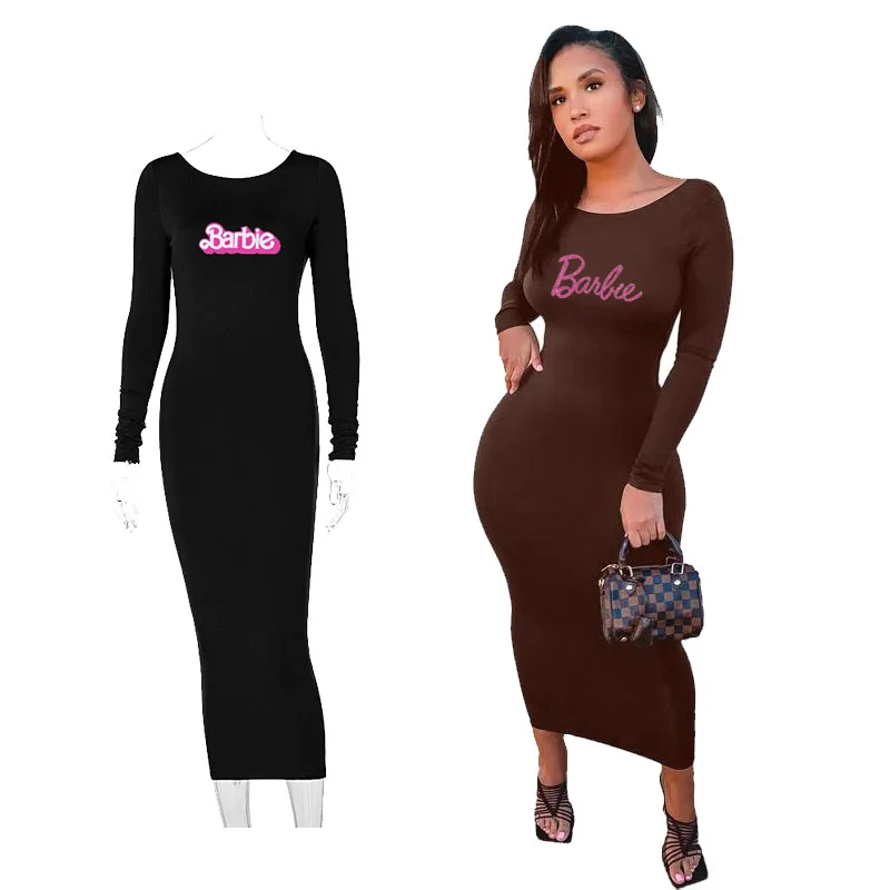 

Женское облегающее платье с длинным рукавом, с круглым вырезом и открытой спиной