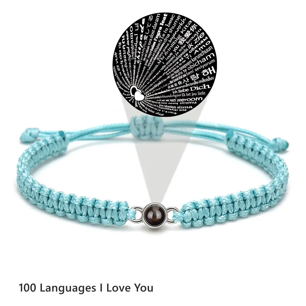 Personalized Custom Projection Photo Bracelet Adjustable Circle Photo Color Braided Bracelets for Women Jewelry Family Gift