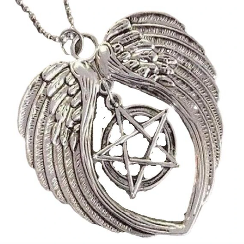 Винтажный серебряный Готический ангельские крылья и суперестественное женское колье-чокер ручной работы ювелирные изделия для женщин подарок