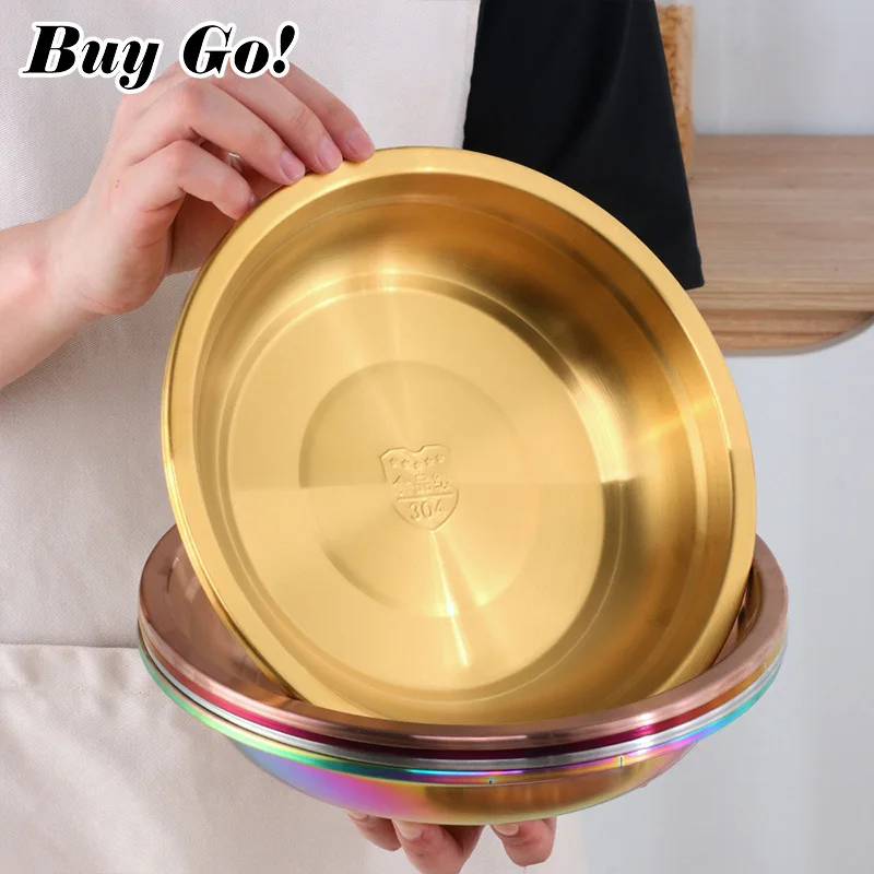 1/2PCS Stainless Steel Food Plates Fish Dinner Metal Fruit Trays Pasta Salad Snack Dessert Dishes Serving Storage - купить по