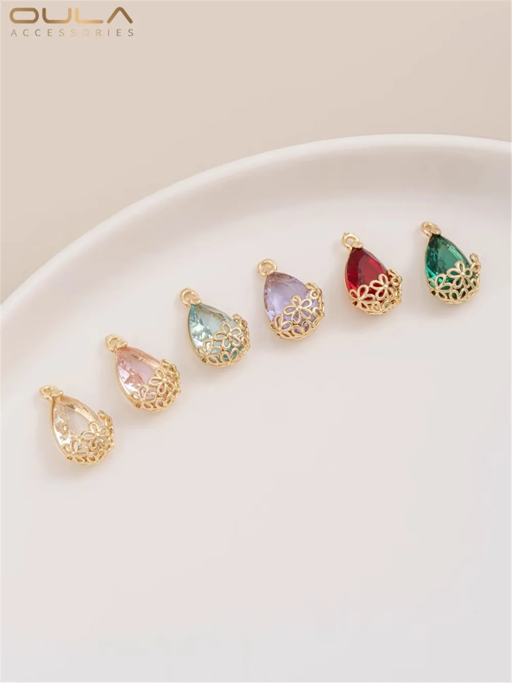 14-каратное золото цвет сумки маленький цветок обернутый край кристалл циркон