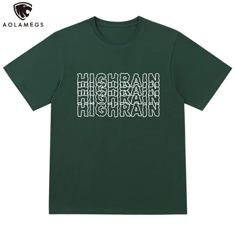

Aolamegs Vintage Letter Printed Oversized T-shirt Men Casual Simple Fashion American College Style Tee Shirts Couple Tops Summer