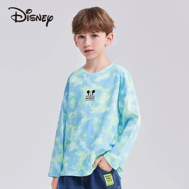 Disney Hoodie Sweater Cotton Casual Sweat-absorbent Boys' Tops Tie-Dye Spring and Autumn Children's Sports Bottoming Shirts