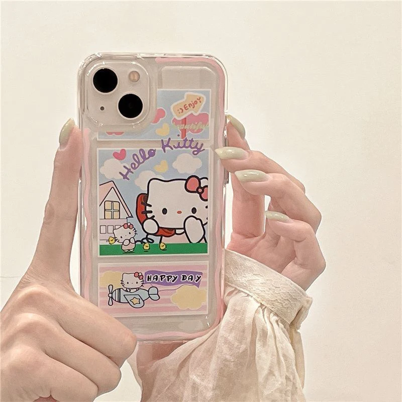 

Sanrio Cartoon Cute Hello Kitty Transparent Print All Inclusive Phone Case Iphone Xsmax Xr 1112Promax1314Plus Silicone Anti Drop