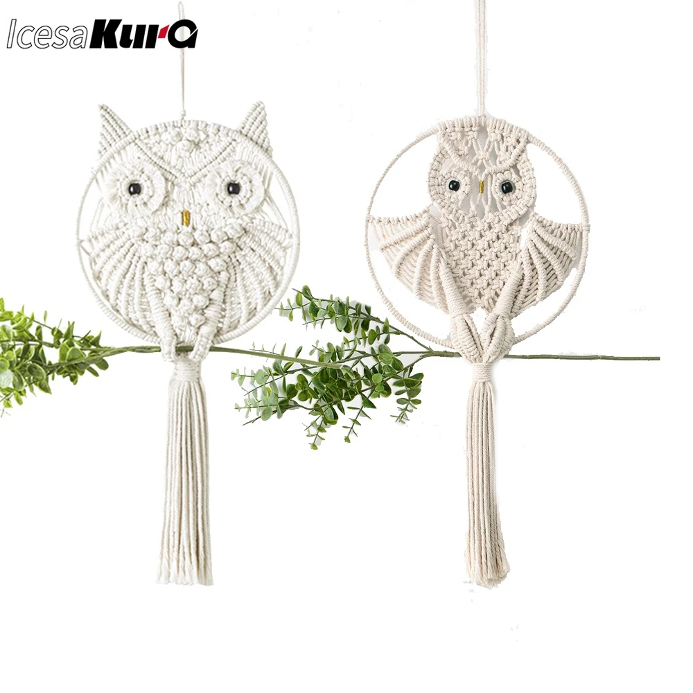 

Parakoma Owl Macrame Wall Hanging Boho Wall Decor Handmade Woven Home Decor for Office Bedroom Living Room College Dormitory