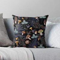 dark wild forest mushrooms polyester decor pillow case home cushion cover 4545cm