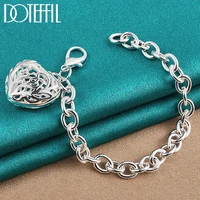 doteffil 925 sterling silver hollow heart bracelet charm chain for women wedding engagement party fashion jewelry