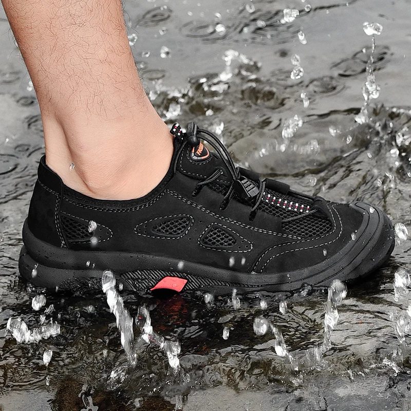 HIKEUP Handmade Leather Casual Men Shoes Design Sneakers Comfortable Classic Men's casual shoes Famous Brand High Quality