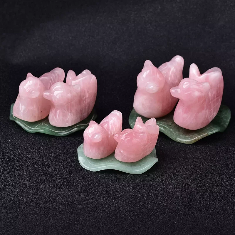 

Набор из розового кварца, утка-МАНДАРИНКА, натуральный кристалл, фигурка любовника, символизирующая листья лотоса, декоративные украшения ...