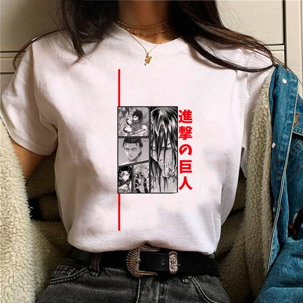 

aot Eren Attack on Titan Shingeki no Kyojin t-shirts women summer comic harajuku tshirt girl graphic y2k streetwear clothing